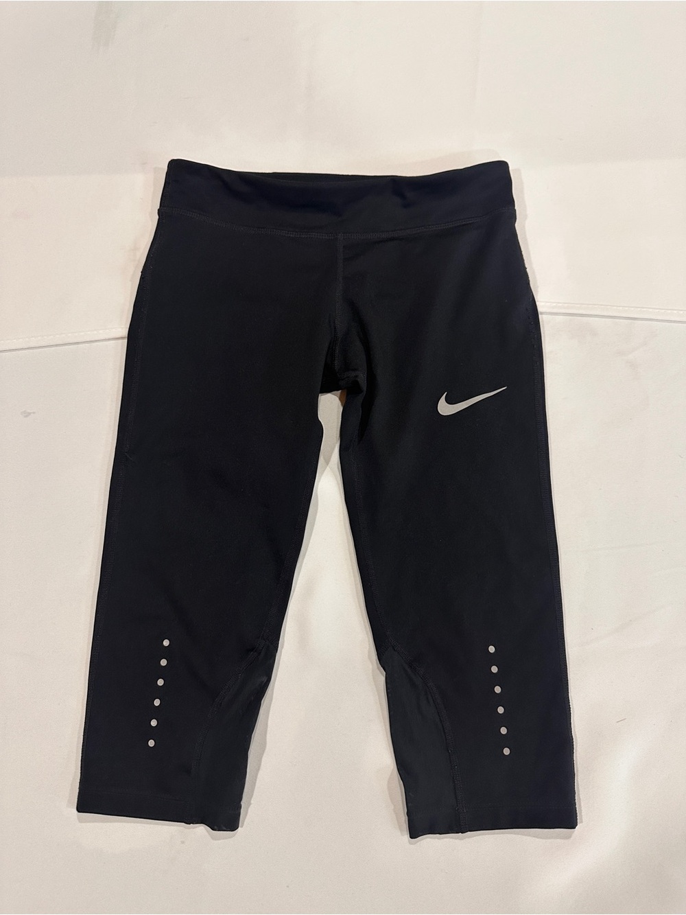 Nike running Black Capri Leggings with Reflective Swoosh